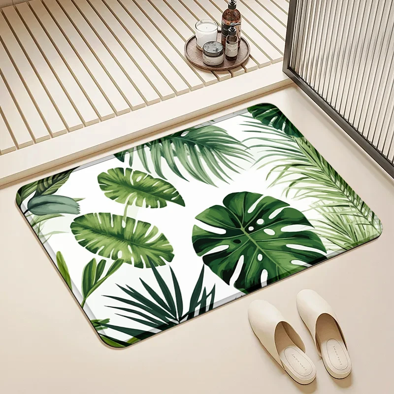 

Tropical Leaf Doormat Monstera Pattern Non-Slip Floor Mat Home Entrance Door Rug Jungle Style Decor Kitchen Bathroom