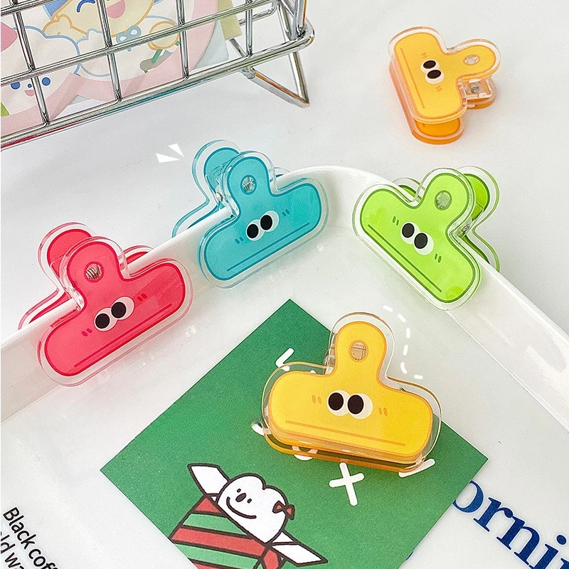 10pcs Kawaii Acrylic Paper Clips Cartoon Eye Binder Clips Colorful Cute Stationery Office Accessories for Journal Planner Desk