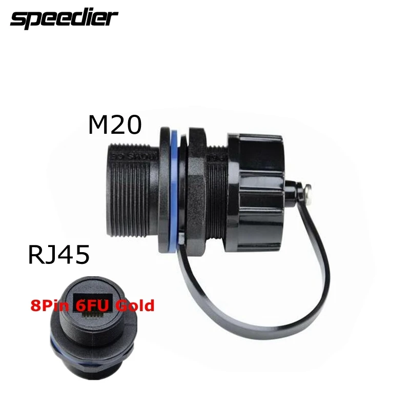 RJ45 8pin ตัวเมียเครือข่ายอีเธอร์เน็ตกันน้ำช่องเสียบปลั๊กสำหรับ AP กล้อง IP กลางแจ้งกันน้ำขั้วต่อน็อต M20 IP68 RJ 45