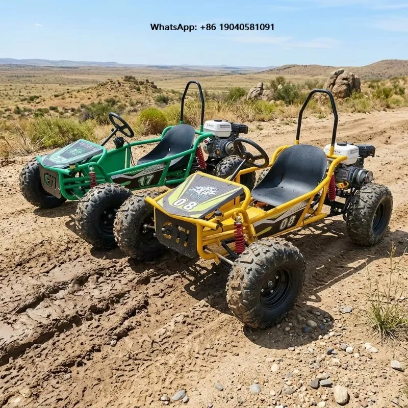 Durable Gas 4 Stroke 212cc Chain Drive Racing Buggy Kart with Disc Brake for Kids & Adults-Outdoor Karting Kart
