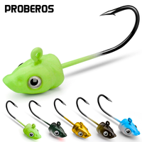 Lot 5pcs PROBEROS Jig Head Hooks 3.5g-5g-7g High Carbon Steel Fishhooks Anti-Hanging Bottom Perforated Fishing Hooks Pesca JIG16