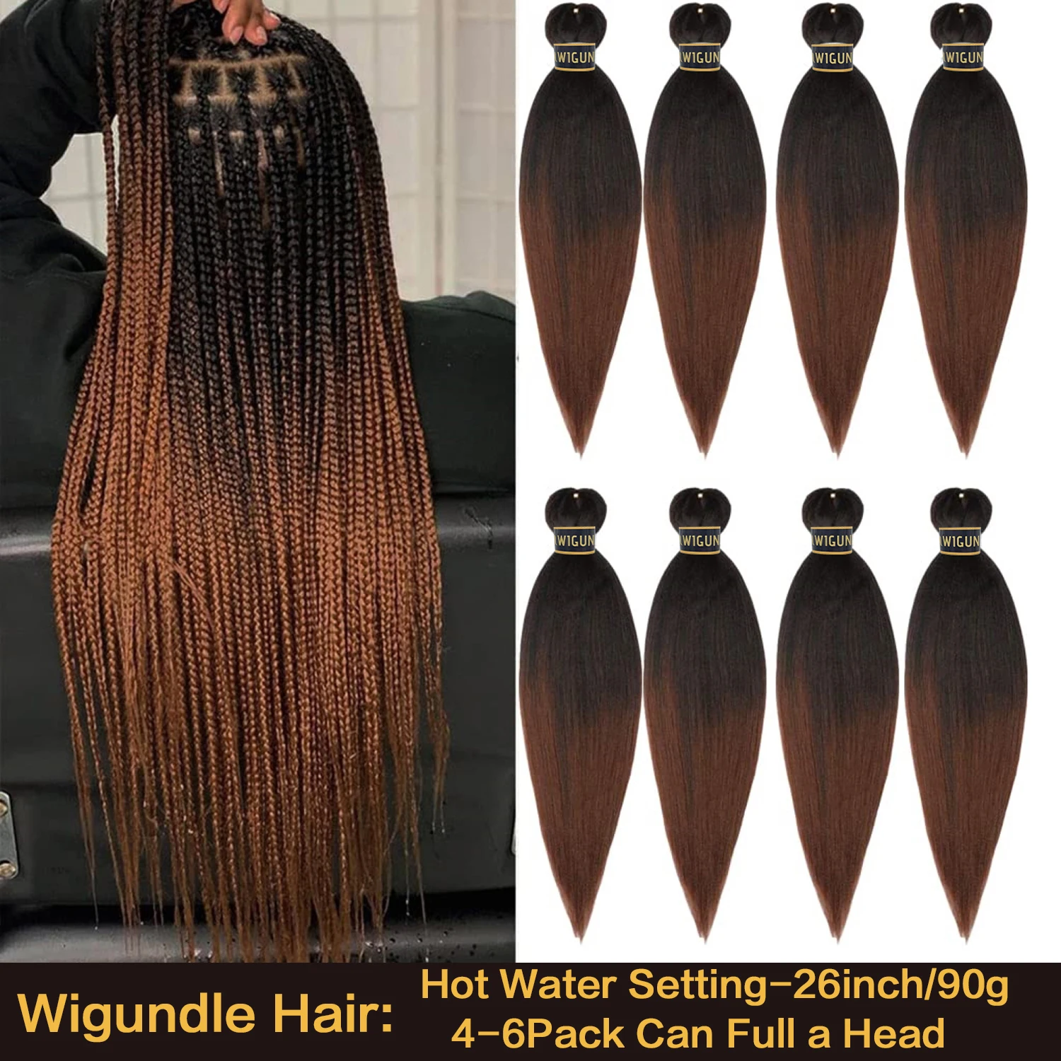 Kanekalon 26inch Hot Water Set Pre Stretched Jumbo Braiding Hair Box Twist Braids Synthetic Hair Extensions For Women Soft Yaki