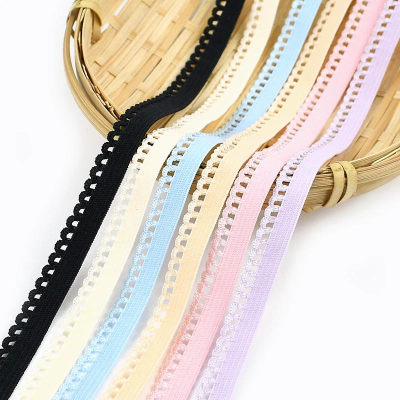 

10/20/50M Colored Ruffled Edge Elastic Band Bra Skirt Straps Lace Trim Underwear Shoulder Rubber Ribbon DIY Sewing Accessories