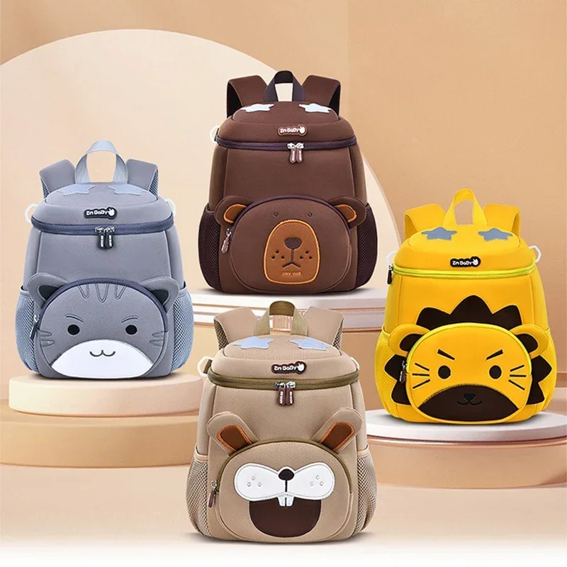 Kindergarten Kids School Bags for Boys Cute 3D Cat Bookbag Light Weight Student Lion School Backpacks Mochilas Para Estudiantes