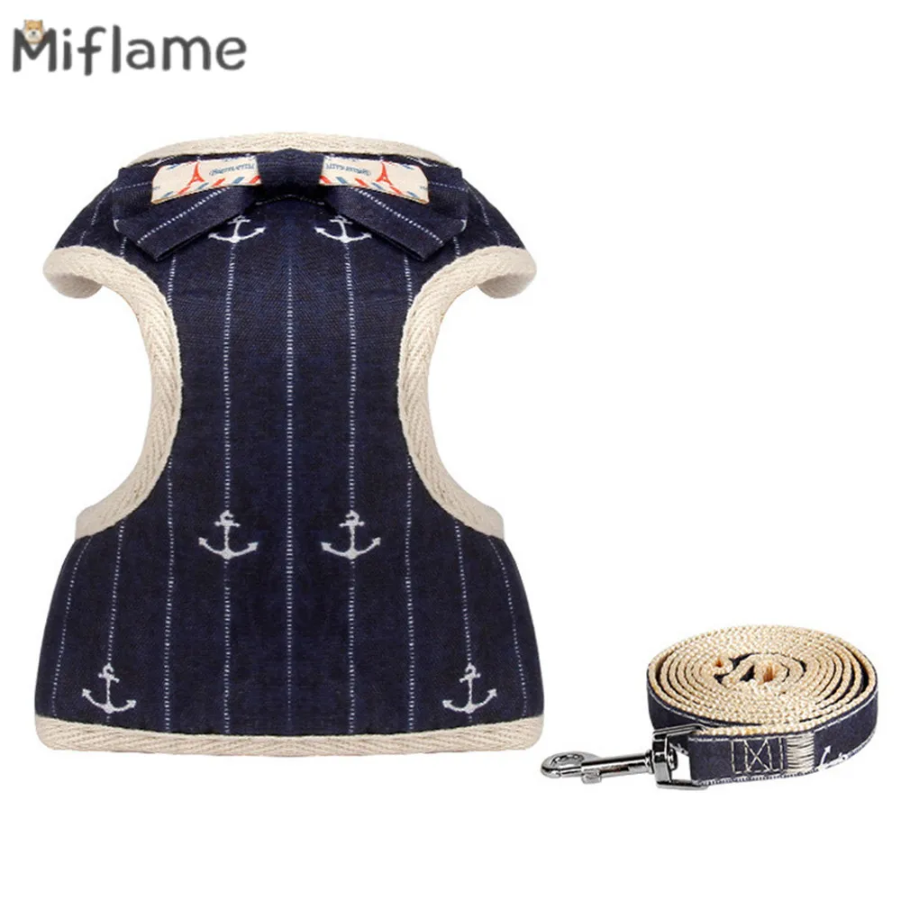 Miflame Small Dogs Harness And Leash Set Spitz Pomeranian Accessories Stripe Puppy Harness Flower Pets Carrier For Dogs Collar