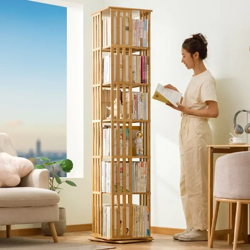 

Modern Rotating bookshelf 360 degree floor storage shelf Internet celebrity home simple student bookcase