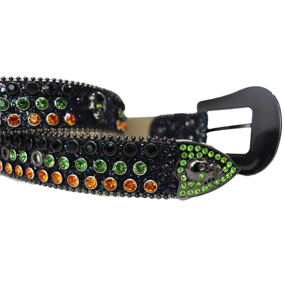 Casual Men Women Unisex Y2K bb Western Cowboy Rhinestone Belt Studded Diamond PU Leather Belt