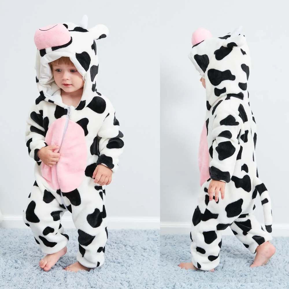 Winter Pajamas for Baby Newborn Clothing Warm Soft Sleepwear Suit Toddler Kids Panda Dinosaur Monkey Leopard Cosplay Costumes