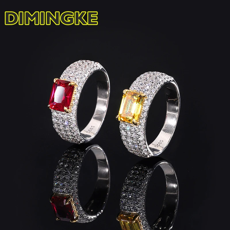 

DIMINGKE Luxury Ring 6x8MM 2CT High Carbon Diamond Solid S925 Sterling Silver Jewelry Wedding Party Gift for Women