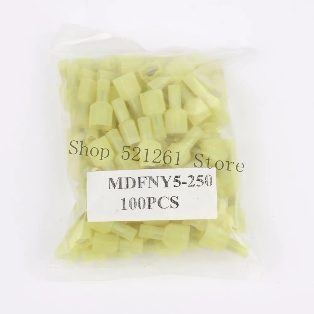 MDFNY1.25-250 MDFNY1-250 НЕЙЛОН латунь Мужской Изоляцией Лопата совместных Провода Соединительный Кабель 100 ШТ. 0.5-1.5mm2 22-16AWG MDFNY