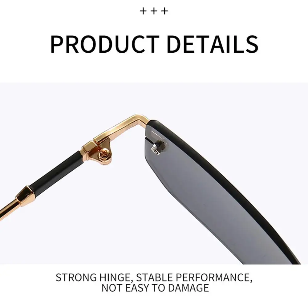 نظارات شمسية كلاسيكية UV400 بدون إطار مستطيلة Y2K ظلال للنساء والرجال