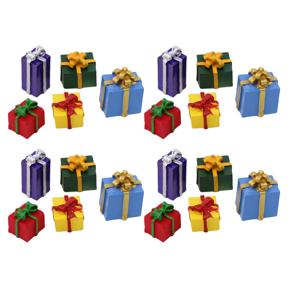 

40 Pcs Christmas Decoration Set Miniature Ornament Decorate Dollhouse Present Boxes Resin Craft Accessory Decorations
