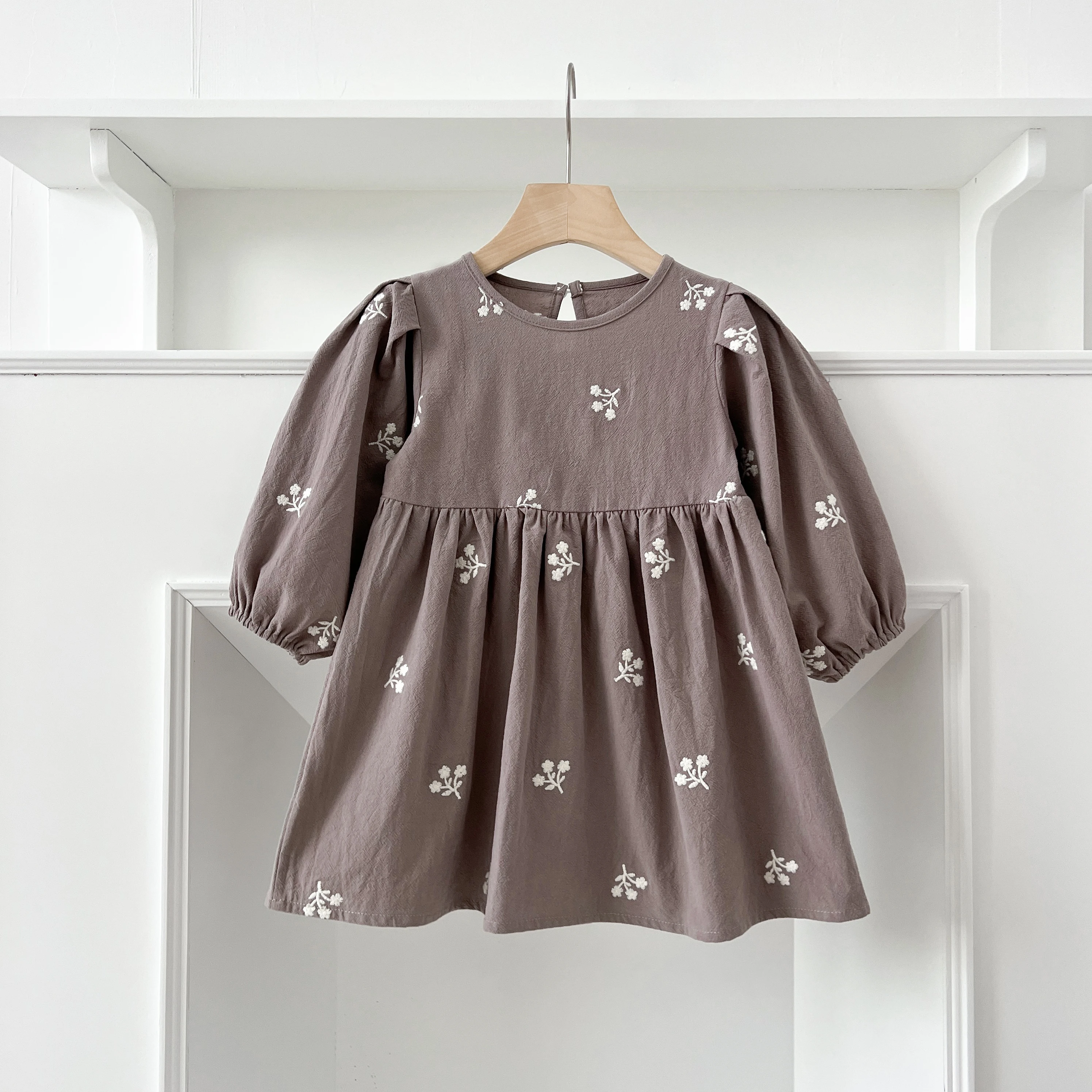 2-7Yrs Casual Neue Blumenmädchenkleider Kinder Mädchen Kleid Floral Kinder Kleidung Herbst Baumwolle Stickerei Baby Mädchen Prinzessin Kleid – Detail 2