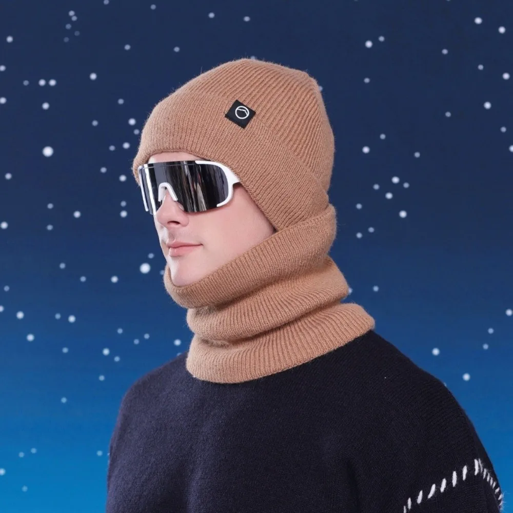 Boné quente luva de inverno conjunto estilo coreano pescoço mais quente chapéu de malha luvas cachecol cor sólida balde chapéu gorro sólido