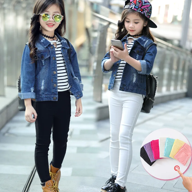 Girl Skinny Casual Pants Spring Autumn 2024 New Children Pencil Pants Skinny Leggings for Girls Kids Fashion Pants 3-12 Years