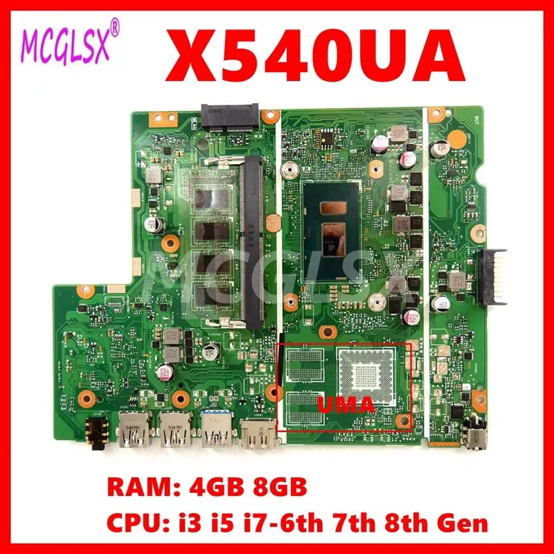 Top X540UA Mainboard For ASUS X540UBR X540UB X540UAR X540UA X540UV X500UB Laptop Motherboard i3/i5/i7-6th 7th 8th Gen CPU