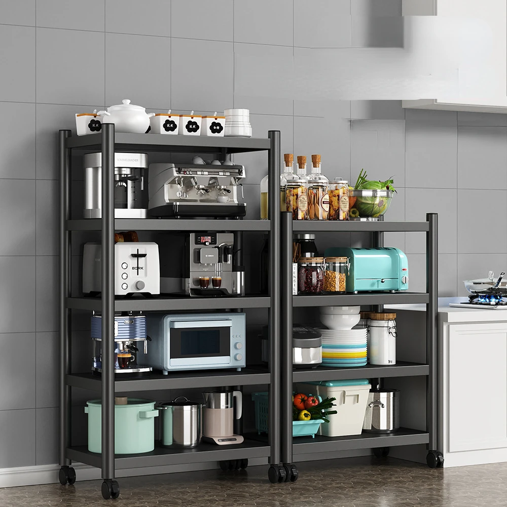 Installation-free kitchen rack floor-to-ceiling multi-layer microwave oven balcony household foldable rack storage rack