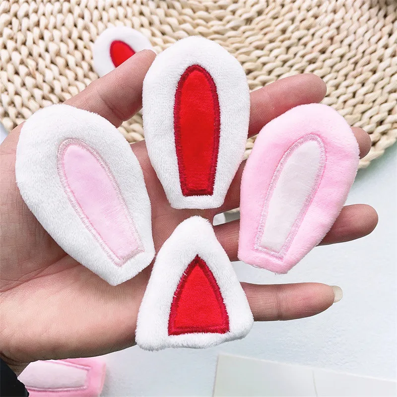 10PCS/Lot Cartoon Plush Furry Rabbit Ear Cat Ear Applique Crafts For DIY Hats Hairband Hair Clips Accessories Patches