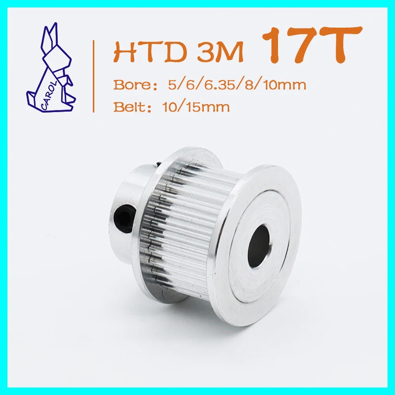 

17Teeth HTD 3M Timing Pulley 17T 3M Synchronous Wheel Bore 3 4 5 6 8mm 3M Pulley Belt Width 6/10/15mm Timing Belt Pulley HTD3M