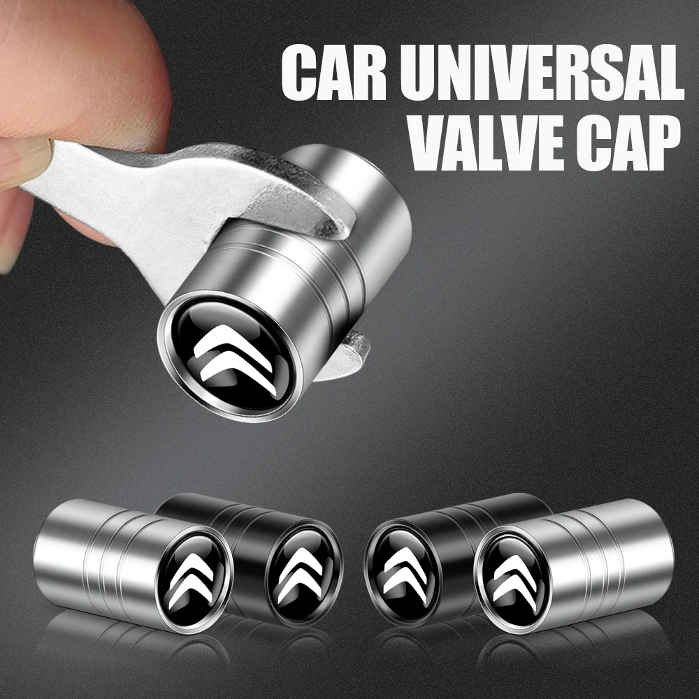 4PCS Car Tire Hub Valve Cover Metal Aluminum Metal Dust Cover Accessories For Citroen C1 C2 C3 Grand C4 Picasso C4L VTS C-ELYSEE