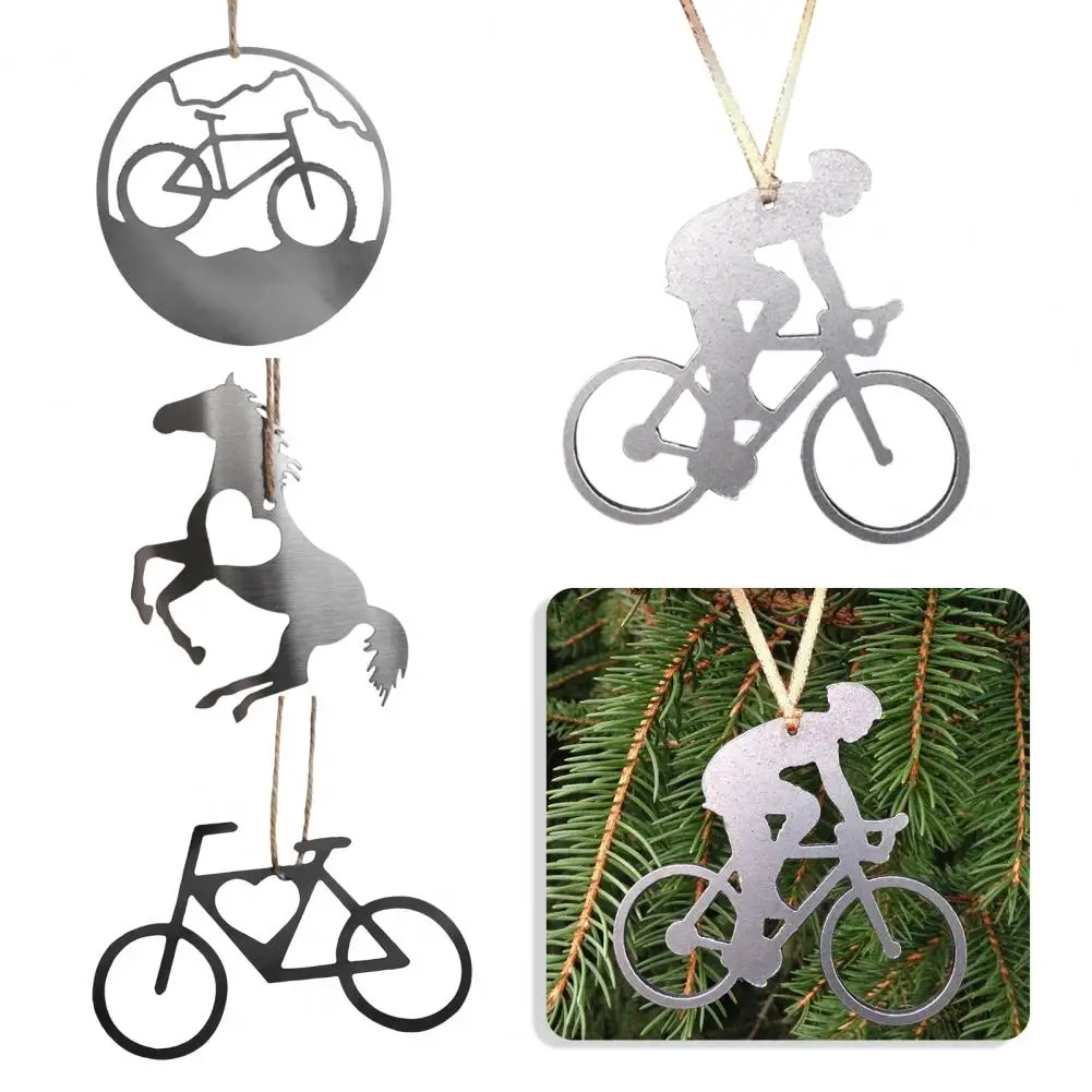 Christmas Bicycle Ornament Metal Mountain Bicycle Christmas Ornaments for Tree Car Decoration Holiday for Window for Cyclists