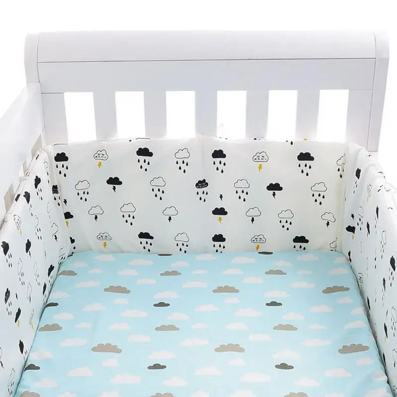 30*200cm Thicken Baby Crib Liner Washable Soft Baby Bed Bumper Protector Pad Infant Around Cushion Fence Cover For Newborn