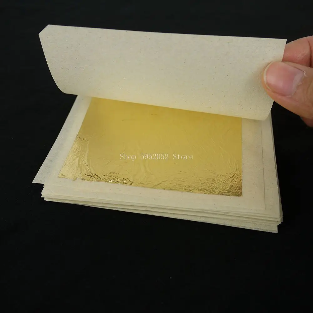 100 sheets 9.33 x 9.33 cm Genuine 24 K Edible Gold Leaf for Food Decoration Gold Mask Skin Beauty mask for face women