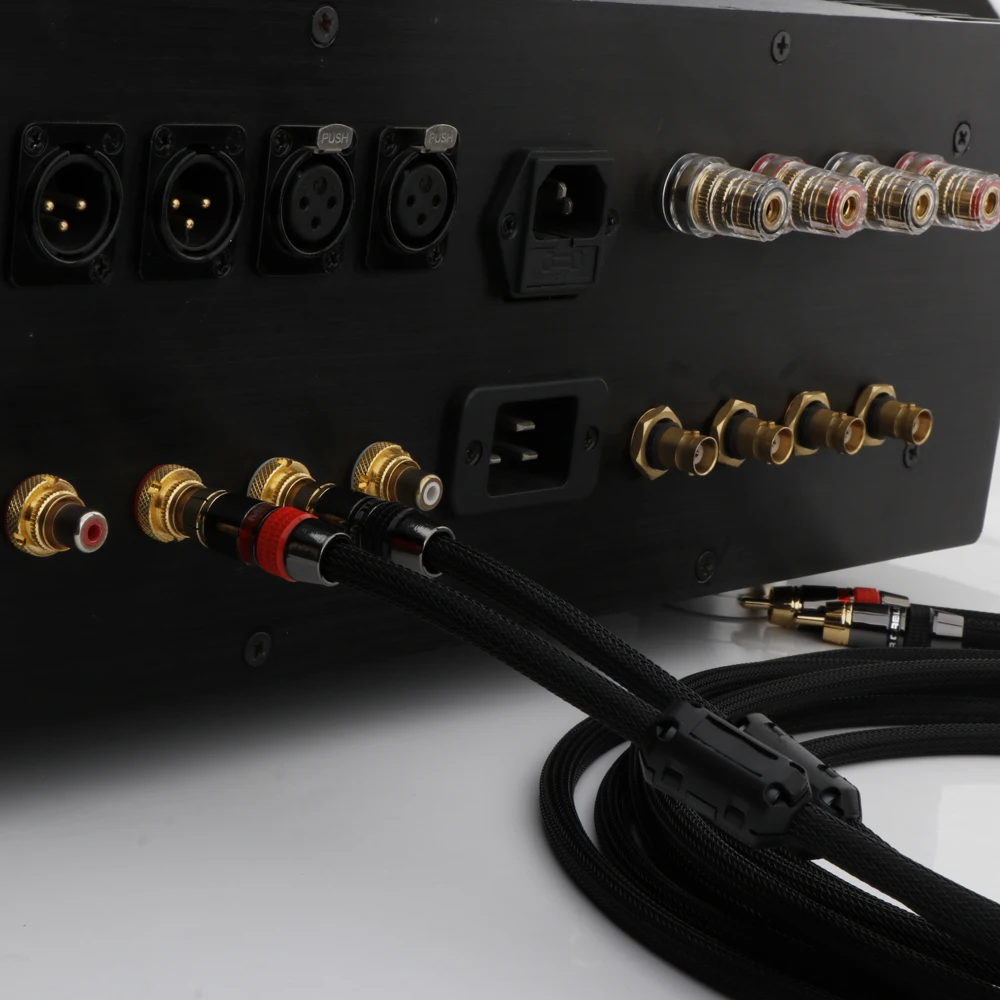 Paar 2RCA zu 2RCA Verbindungskabel 6N OFC Versilbertes RCA-Audiokabel für Heimkino DVD TV Verstärker CD – Detail 14