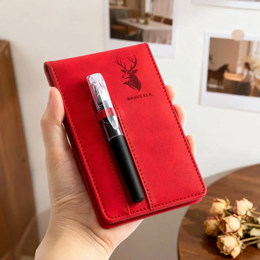 Multi-functional A7 Pocket Notebook Horizontal Line Portbale A7 Notebook Leather Cover Mini Notepad School Office