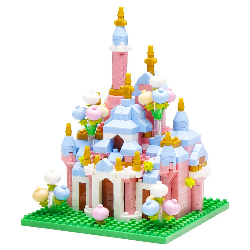 

Educational Puzzle Toys Cute Castle Building Bricks Assembly Model Princess Pink Castle Ideal Gift for Girls