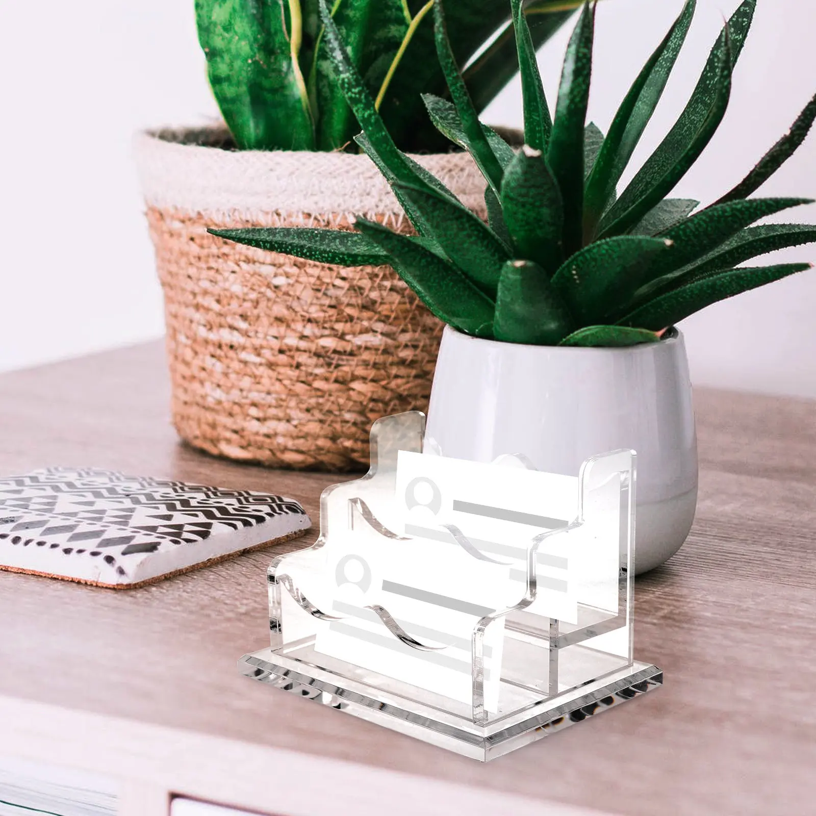 

Clear Acrylic Business Card Stand Desktop Card Display Holder Thickened Non Slip Base Large Capacity Office Desktop Cards