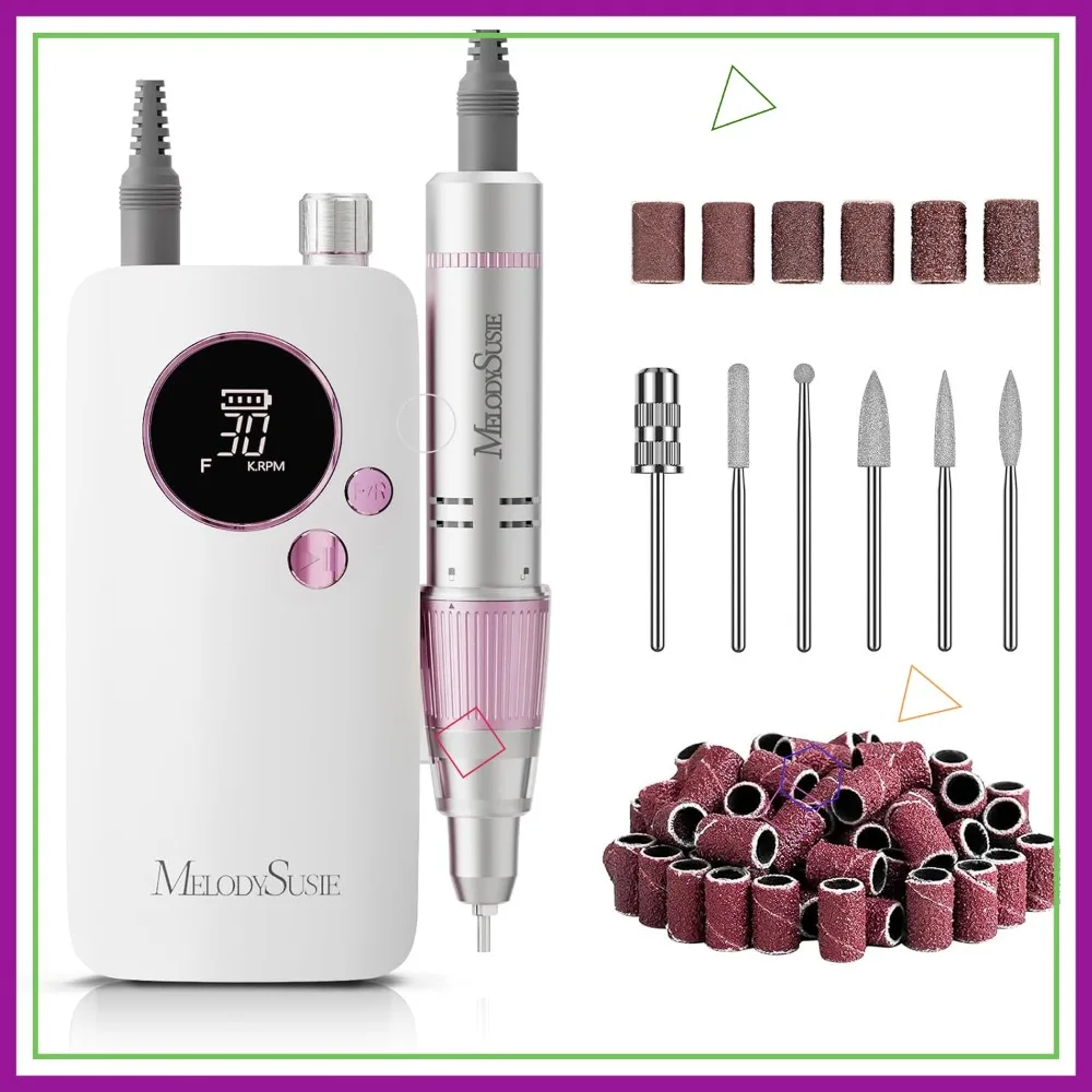 

Набор для маникюра начального уровня: перезаряжаемая машинка для ногтей с клипсой, 30000 об/мин, электрическая фреза с пастельным дизайном для маникюра и снятия гель-лака