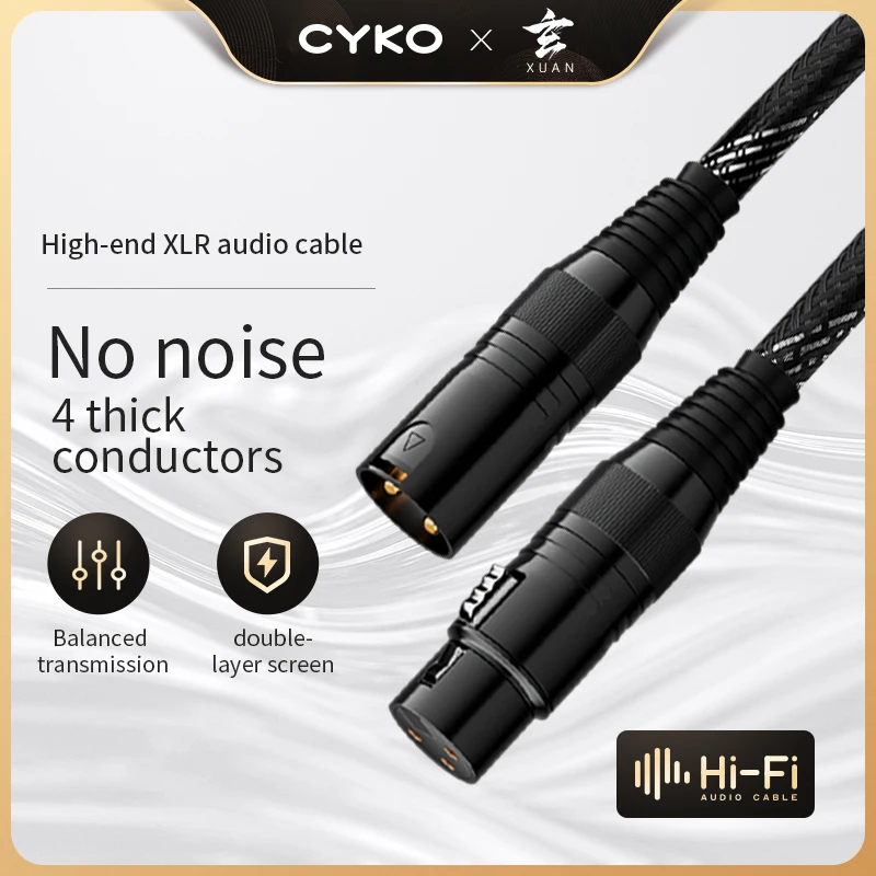 

CYKO XLR audio cable hifi 6N OFC Stereo male to female gold-plated plug Balanced cable for mixer microphone