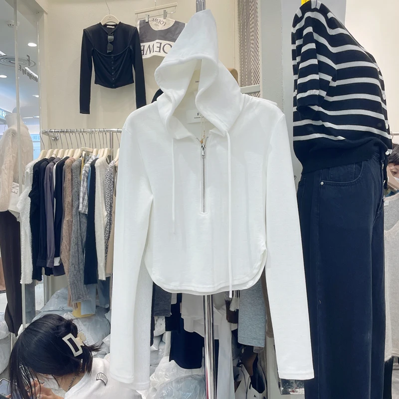 

Брендовая женская толстовка без рукавов с капюшоном, тонкая, с длинными рукавами, на молнии, повседневная, удобная, из смесового хлопка и полиэстера, осенне-весенняя, модная