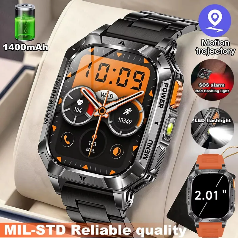 

2026 Men 1400mAh Super Battery Durable Adult New GPS Trajectory Smart Watch 2.01 inch 3ATM Waterproof BT Call Sports Smartwatch