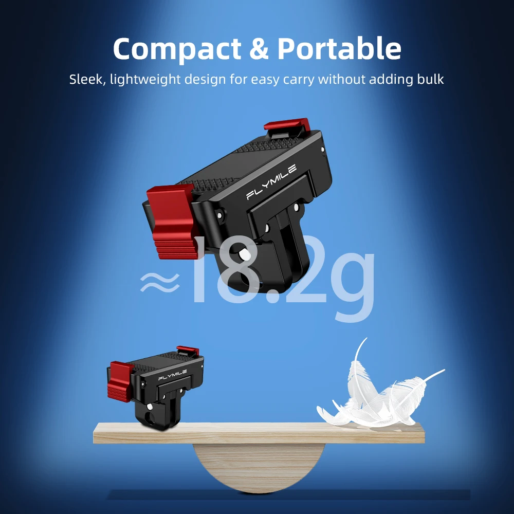 Flymile Drehbarer Magnetischer Halterungsadapter für DJI Action 5 Pro 4 3 Kamera Schnellwechselbasis mit Klappbarer Doppelkralle 1/4 Schraubenloch – Detail 11