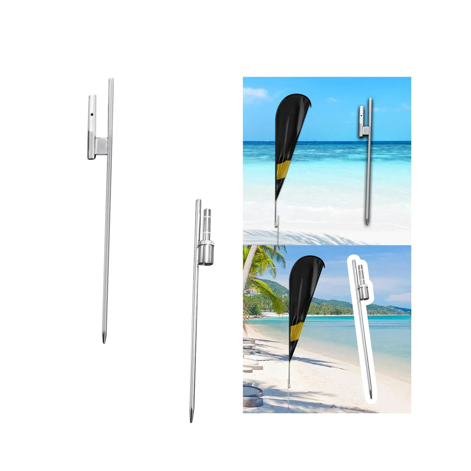 Metal Spike Flag Ground Stake Foldable Feather Flag Holder for Beach Advertising Banner Outdoor Use
