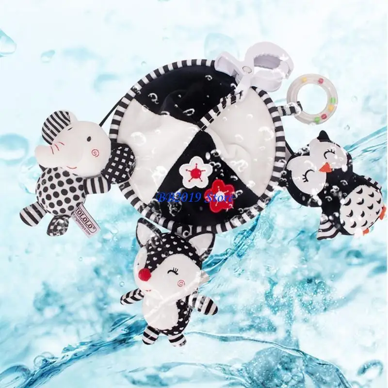Q0KB Baby Stroller Rattle Toy Hand Infant Toy Toy Toy Hanging Hanging Pendant Plush Cartoon Animal For Doll