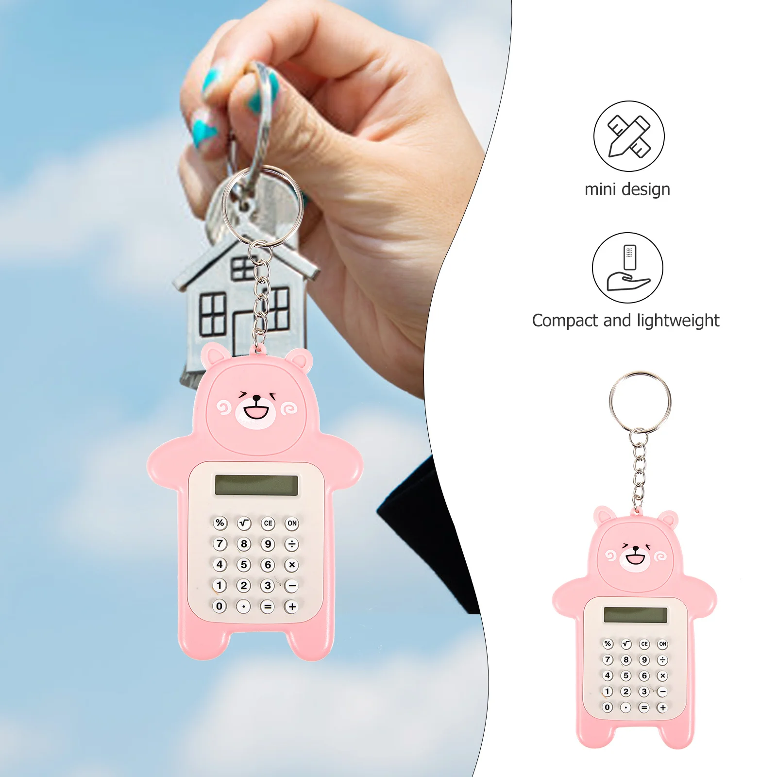 Mini Calculator Keychain Portable Decorative Pendant Calculators Office Supplies Hanging Calculator