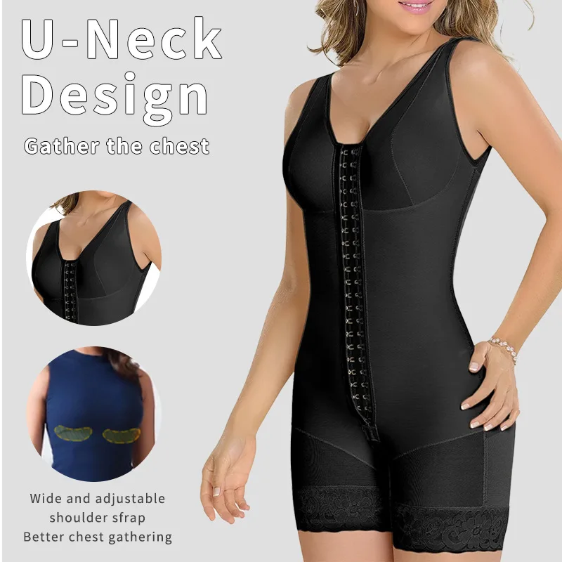 Shapewear High Compression Bodysuit Girdles with Brooches Bust for Daily and Post-Surgical Use Slimming Sheath Belly Women
