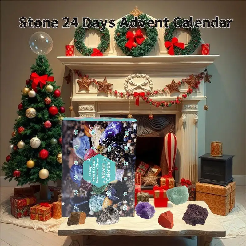 Mineral Advent Calendars 24 Days Christmas Countdown Calendar Natural Mineral & Rock Stone Collection Countdown Calendar For