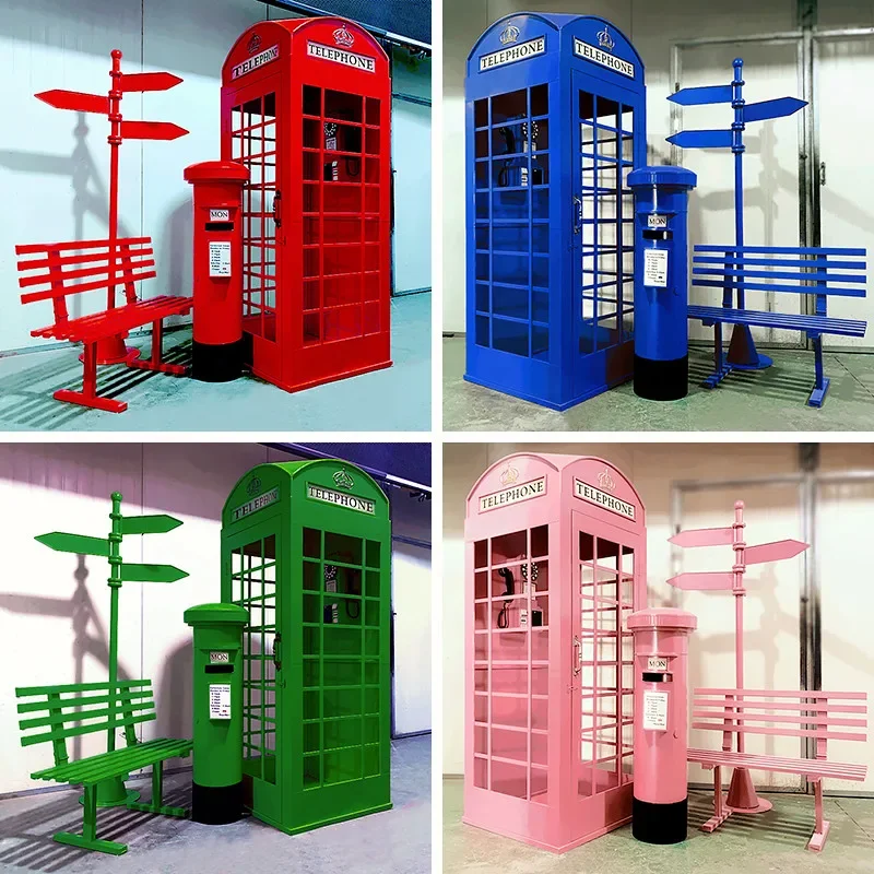 wrought iron handicrafts telephone booth large outdoor decoration ornament