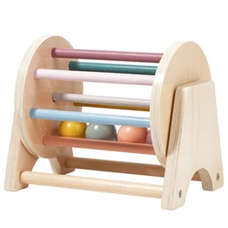 Baby Early Learning giocattoli Montessori regalo tamburo a sfera rotante in legno esercizio di ascolto cognizione del colore treno di coordinazione occhio-mano