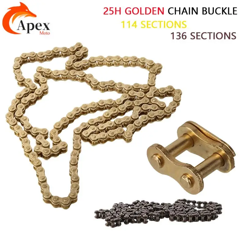 

high-quality 25H gold chain buckle 25H 114 gold 25H 136 black chain for off-road motorcycle ATV car chain buckle chain