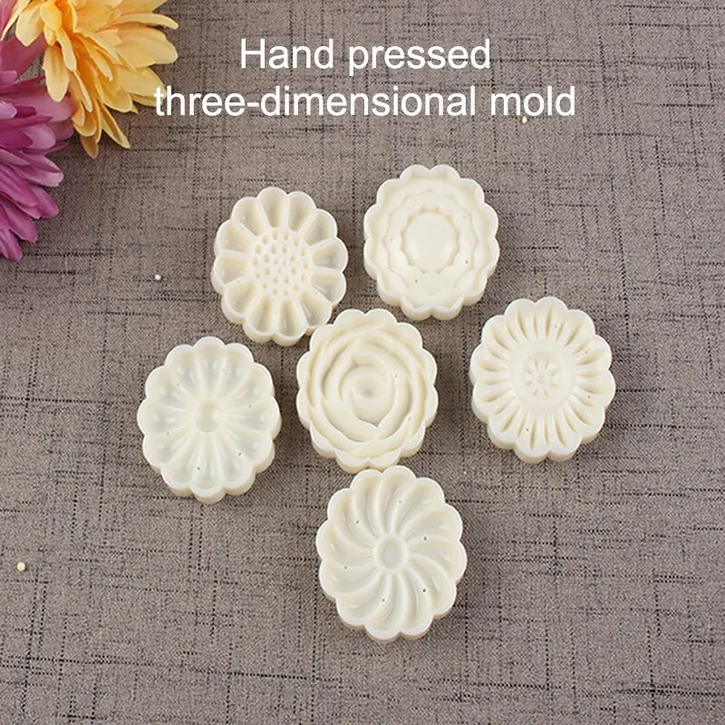 Mooncake Mold Mid-Autumn Festival Hand-Pressure Flower Moon Cake Mould DIY Hand Mooncake Pressure Fondant Decoration Tools