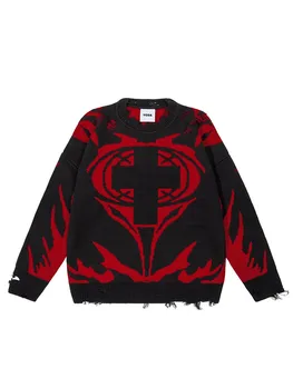 Heren trui CMH Satan Club trui gebreid oversized winter gothic tops met lange mouwen grafische streetwear Y2k vintage trui kleding