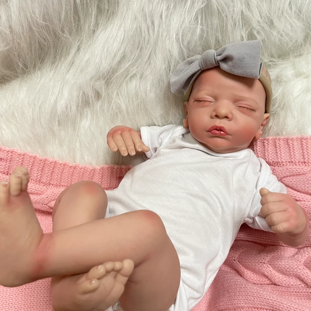 

48CM Already Painted Reborn Baby Dolls Romy Sleeping Girl Finished Newborn Doll Toy Soft Vinyl With Cloth Body Reborn Dolls Gift