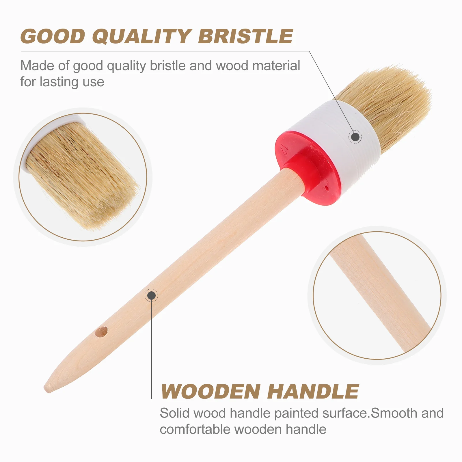 

6pcs Durable Paint Brushes Wood H Round Bristles Home Cleaning Tools Painting Staining Plaster Varnish Acrylic Brush