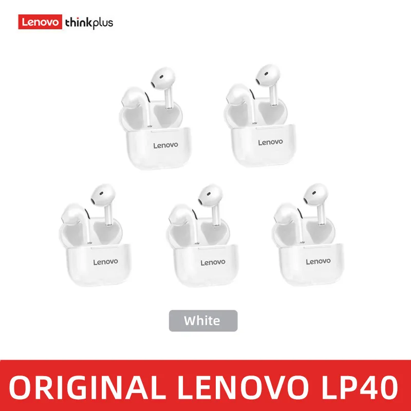 Lenovo LP40PRO/LP40 5 Stück kabelloser Kopfhörer Bluetooth 5.0 Dual Stereo Rauschunterdrückung Bass Touch Control Lange Standby 230 mA 4