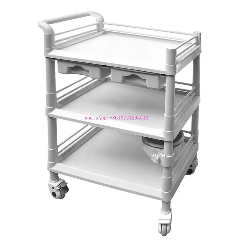 Multi-specification mute wheel hospital medicine delivery vehicle ABS Plastic Trolley rescue vehicle beauty salon cart